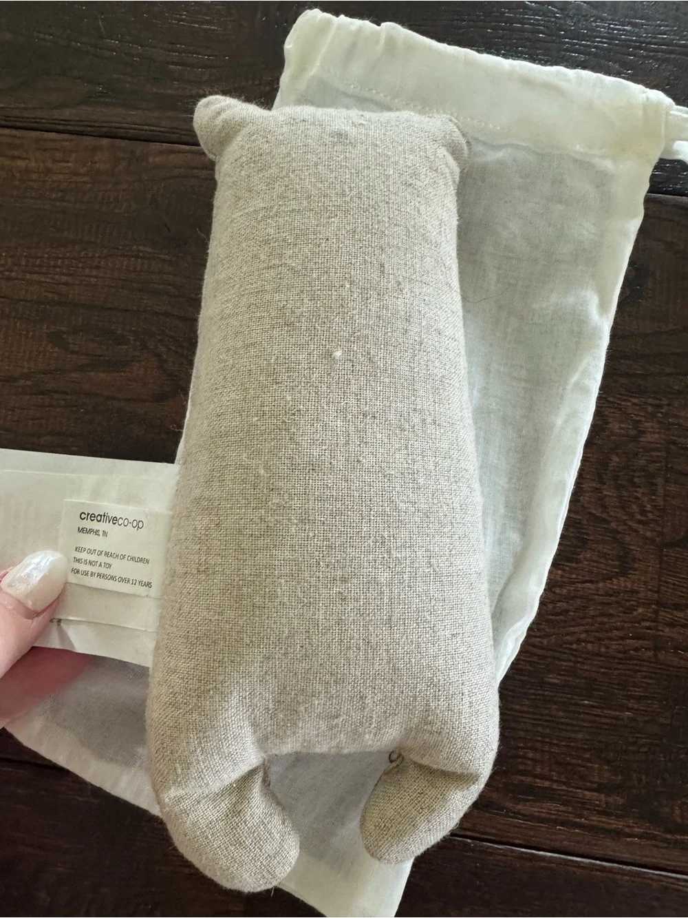 Creative Co-op Beige Bear Linen Weighted Heated Eye Mask